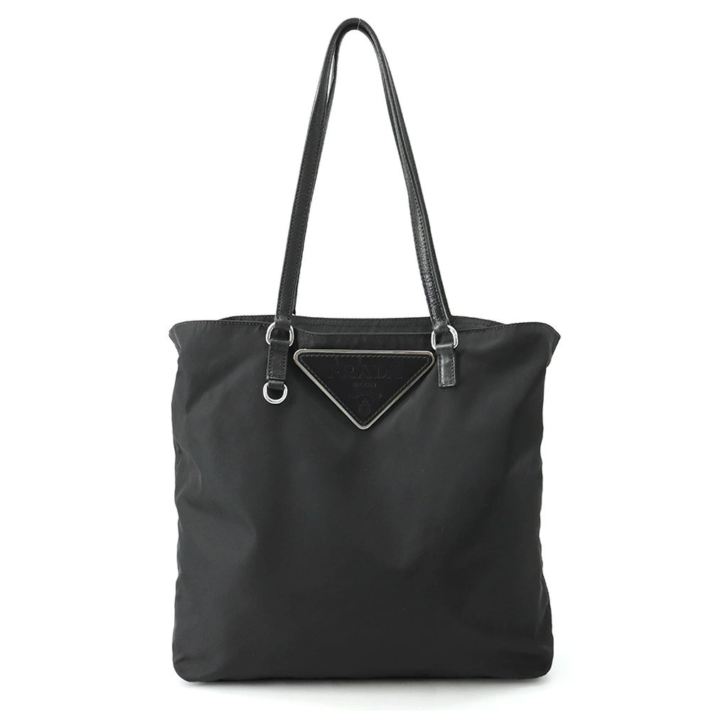 Prada Tote Tessuto Saffiano Bag Triangle Black